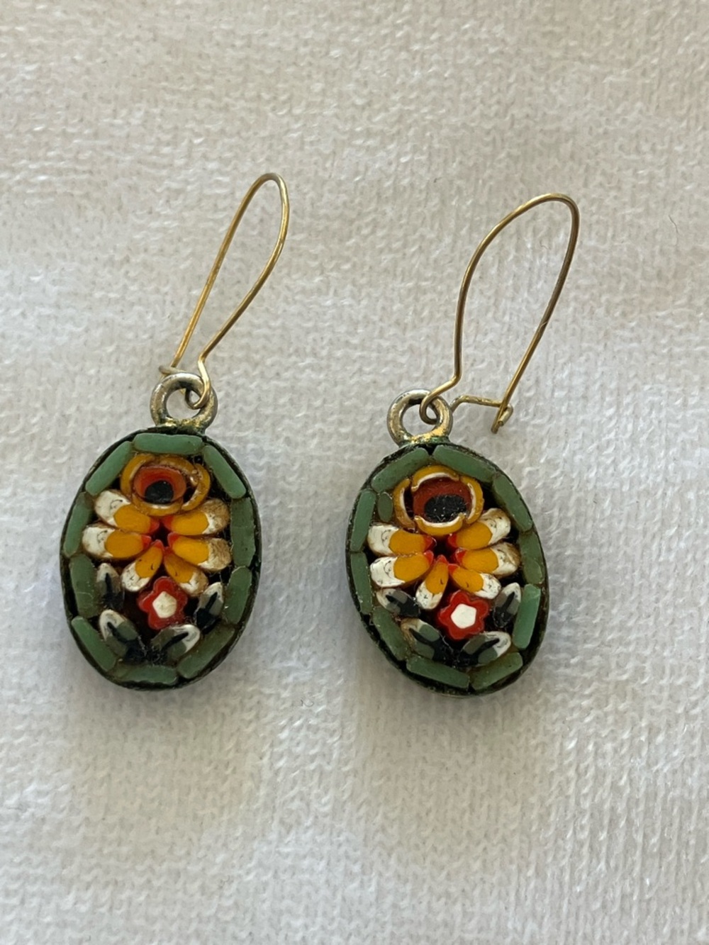 Vintage Micro Mosaic Italian Floral Earrings